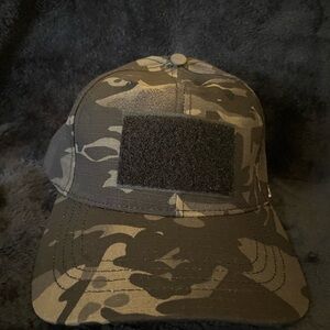 Tactical Camo Hat Strapback Black Dark Camouflage Patch Spot Military Cap